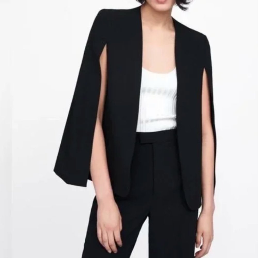 Zara Black Cape Blazer M NWT
